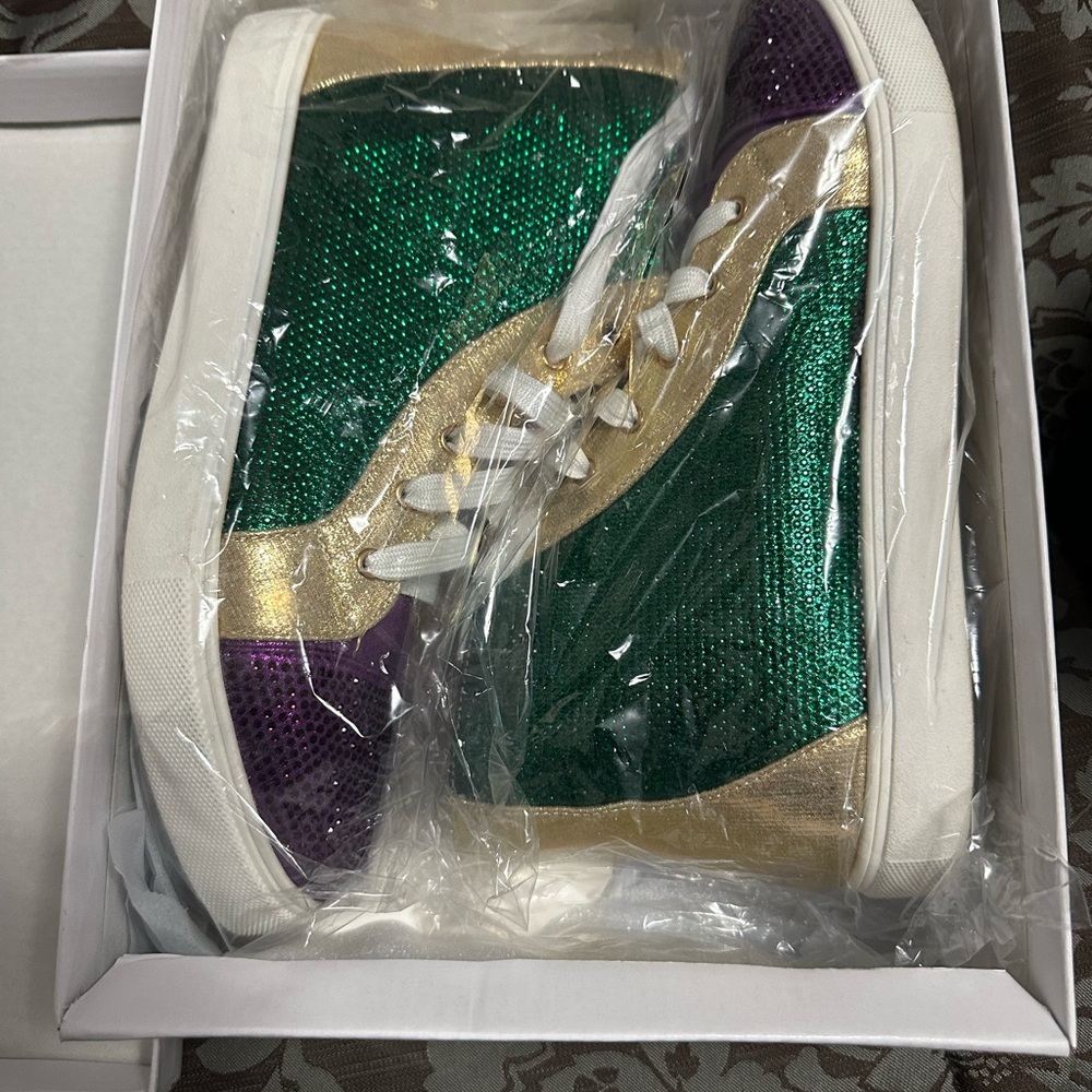 Stylish Green and Gold Women's Sneakers